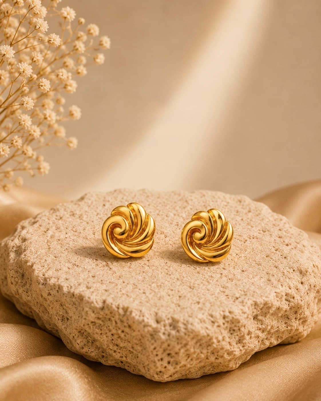 Classic Twirl Statement Studs Gold 9KT