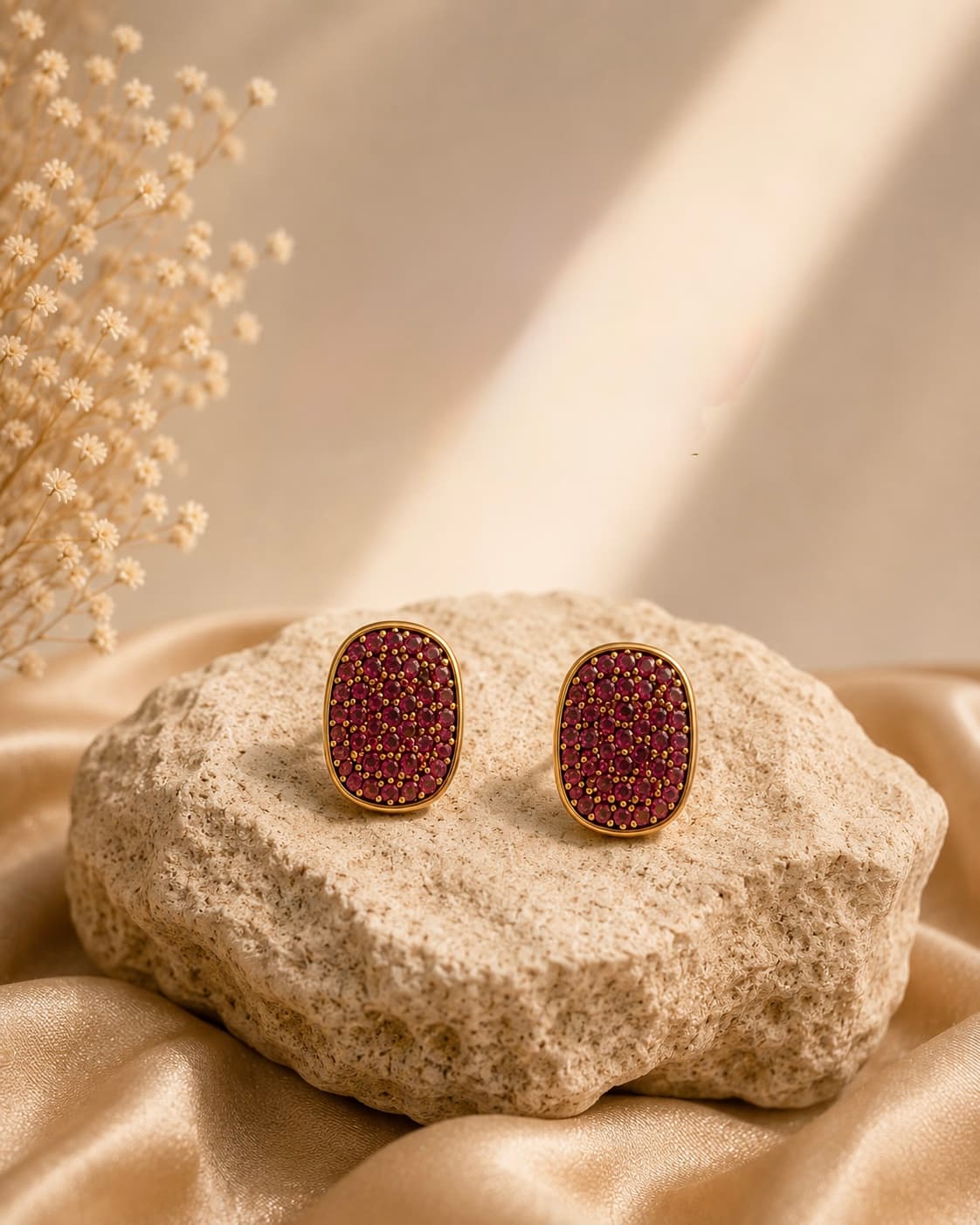 The Crimson Mosaic 9KT Gold Studs